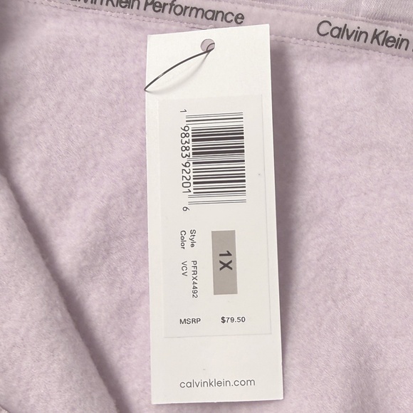 Calvin Klein Logo Sleeve Zip-Up Hoodie - NWT Womens 1X Pale Mauve - #48645-E7 - Picture 2 of 3